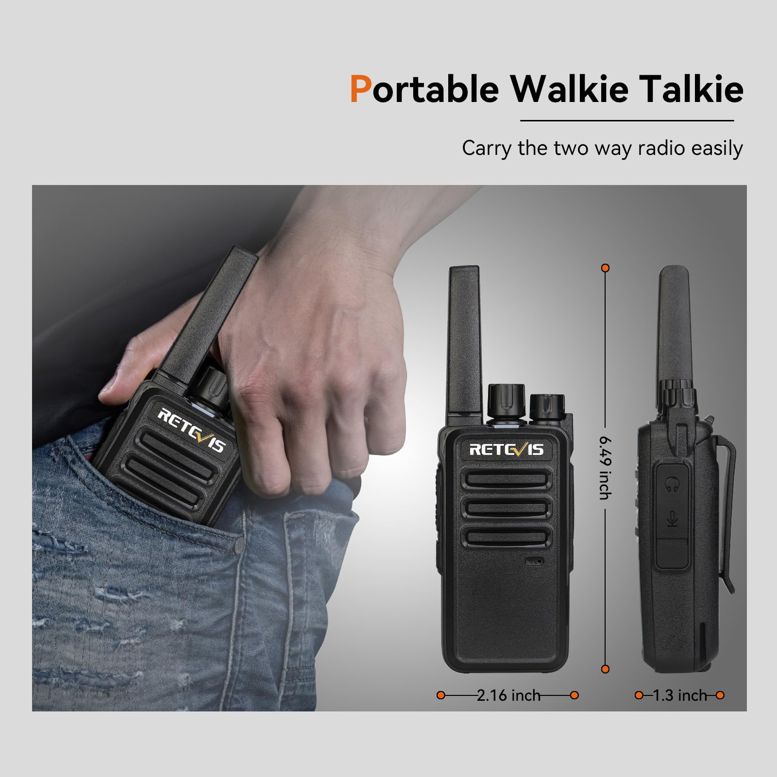 Retevis RT68 2 Way Radio, Long Range Walkie Talkies for Adults (10 Pack) with 10 Multi Way Charger, Easier Securer Charging, 1200mAh, Compact Handheld Two Way Radios Rechargeable for Industry