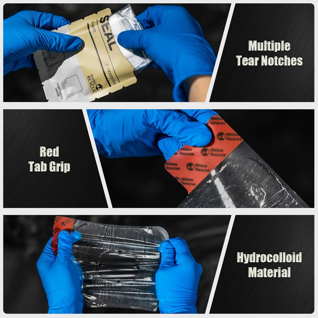 RHINO RESCUE Bundle-Vented Chest Seal, 4 Vents, Sterile Emergency Trauma Dressing, Occlusive Adhesive Pad+Sterile Compressed Gauze for Emergency Wound Dressing, FSA HSA Eligible