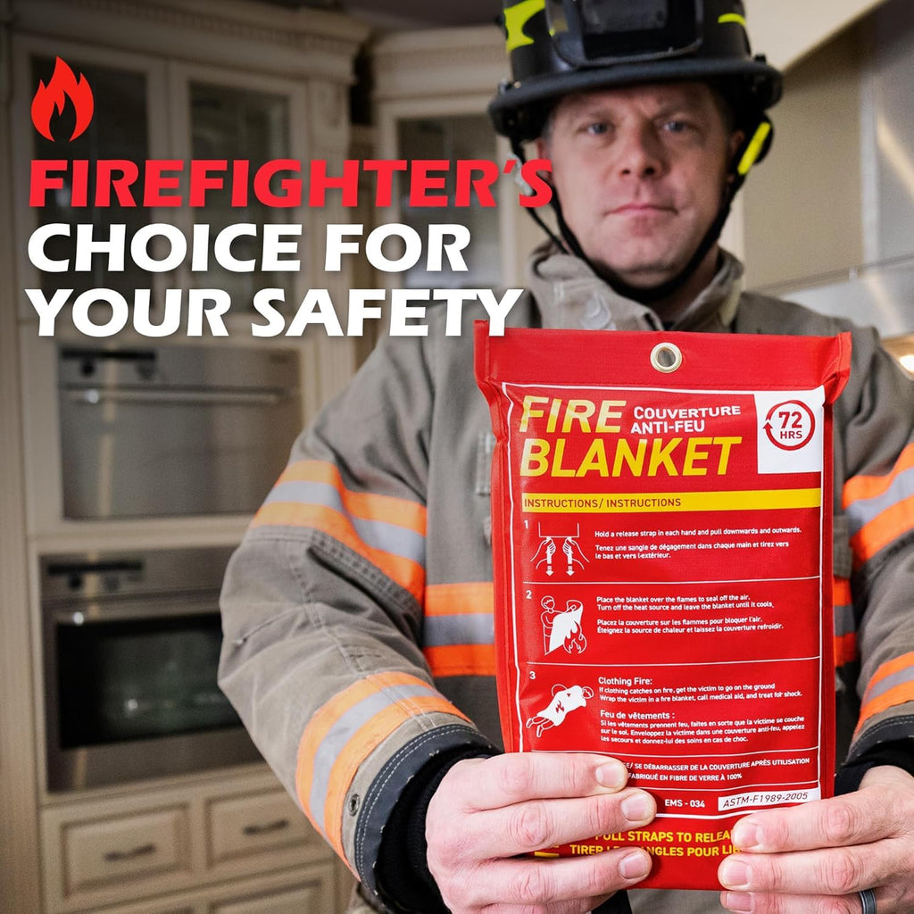 72 HRS Large Emergency Fire Blanket 47"×47" – Fiberglass Fire Safety Tool for Home, Kitchen, Camping, Survival | Extinguisher Alternative for Grill, Welding, Fire Pit