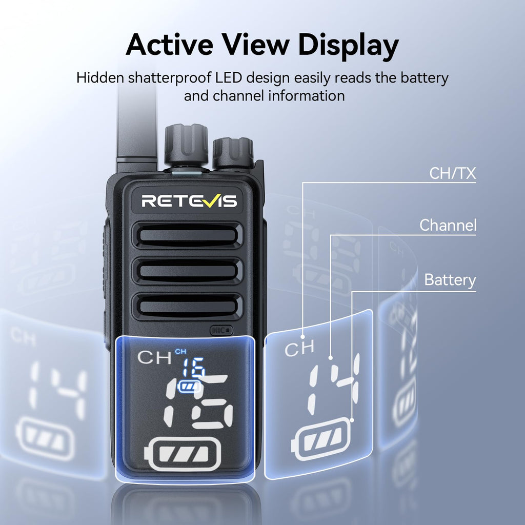 Retevis RT68 Two-Way Radios Long Range, Walkie Talkies for Adults, 2 Way Radio with Earpiece, Walkie Talkie Rechargeable with Charging Base, for Manufacturing Restaurant Business School(10 Pack)