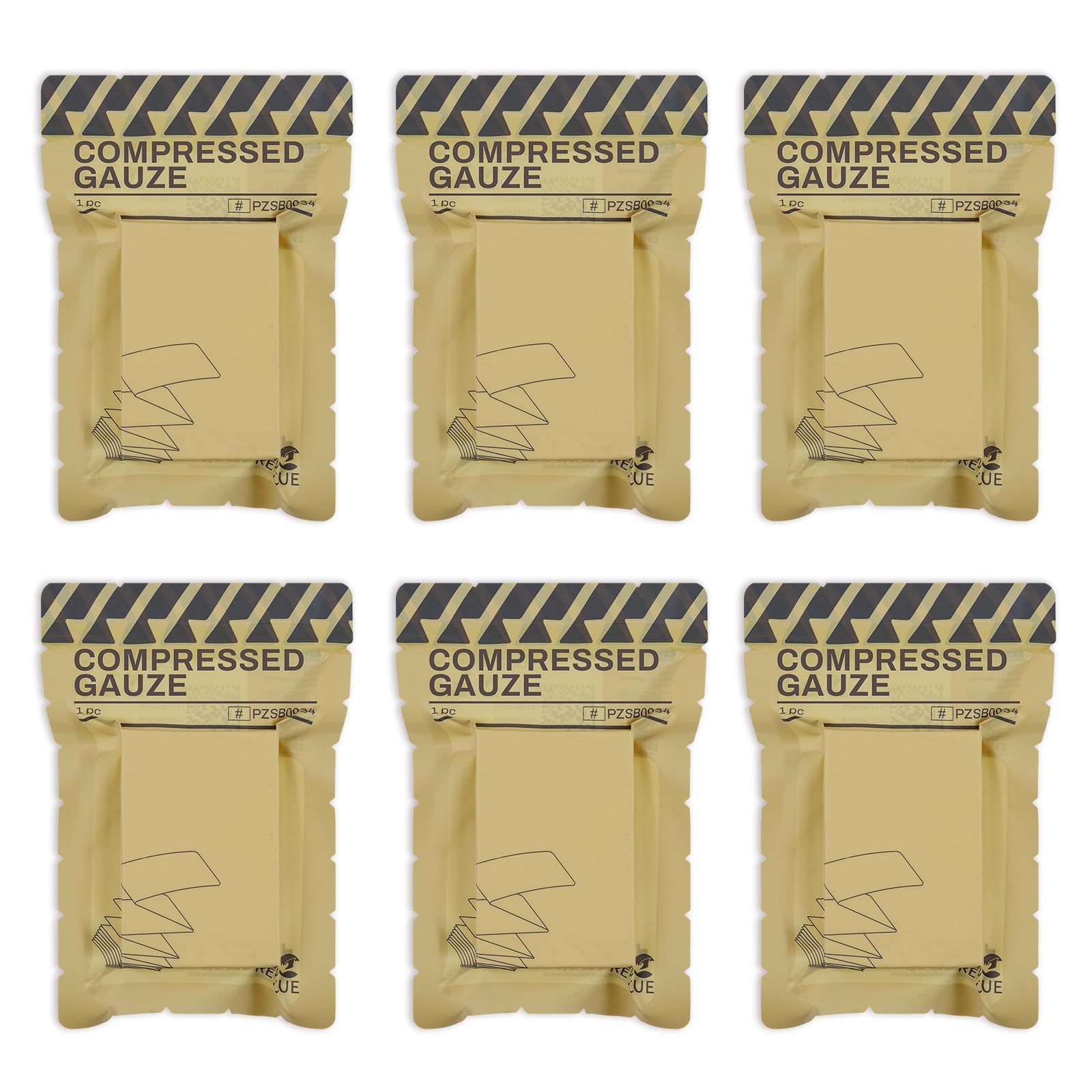 RHINO RESCUE Sterile Compressed Gauze for Emergency Wound Dressing, First Aid and Trauma Kit, 6 Pack