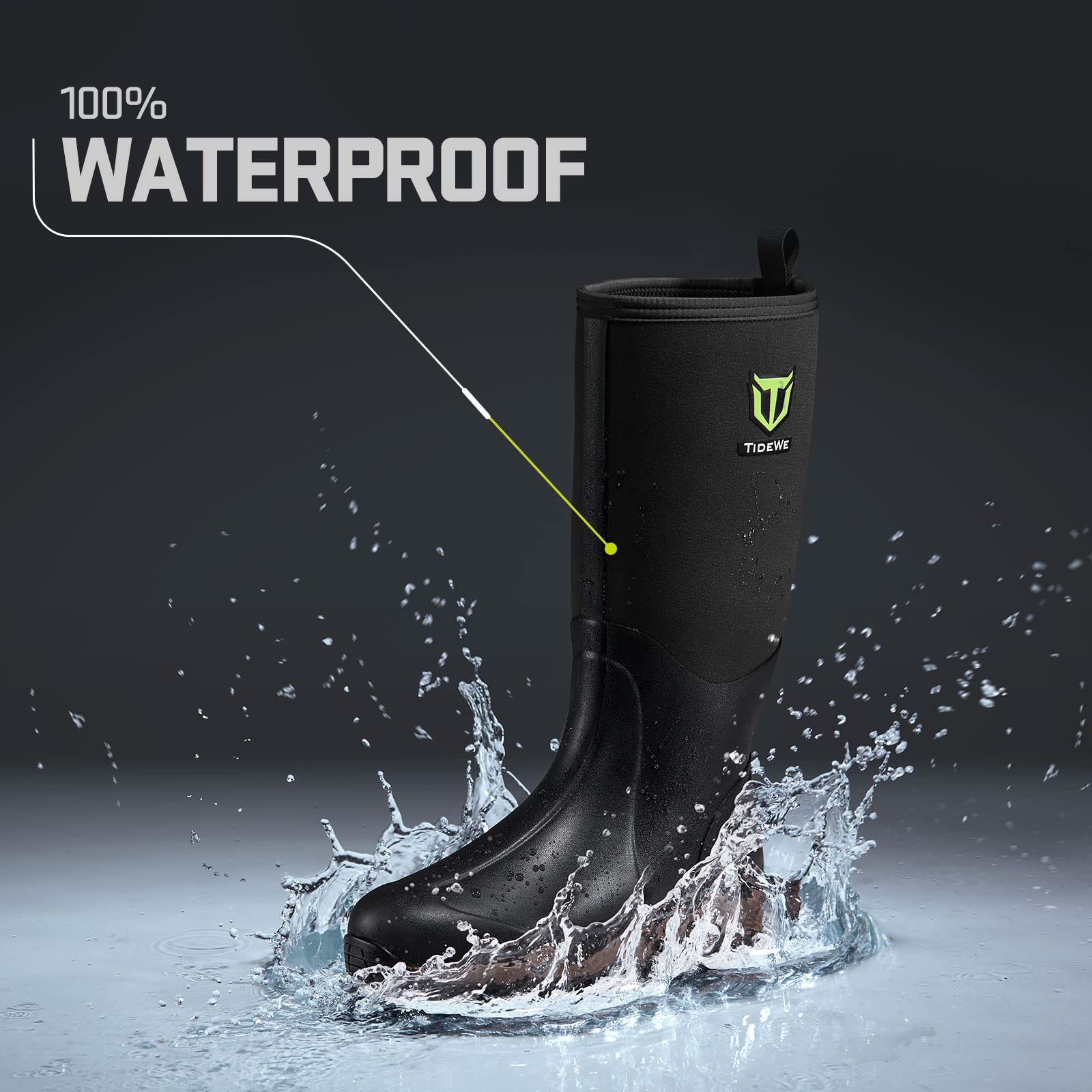 TIDEWE Rubber Neoprene Boots Men And Women, Waterproof Sturdy 6mm Neoprene Boot, Rain Boot Hunting Boot Arctic Outdoor Boot（Black, Brown & Next Camo G2）