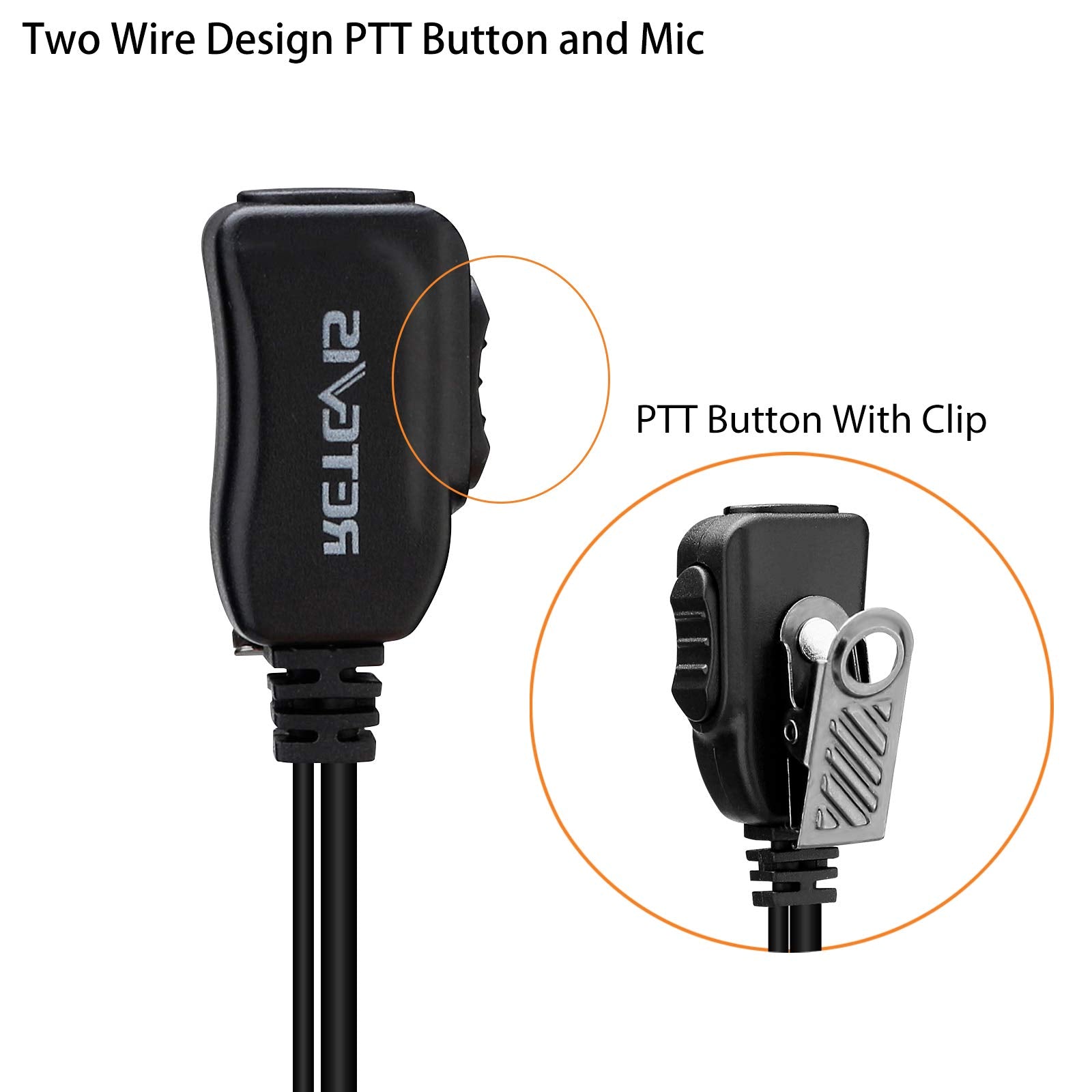 Retevis Case of 10, Two Way Radio Earpiece with Mic Single Wire Earhook Headset for RT22 RT21 RT68 RT68H H777 H777H RT86A RT86S, Compatible with Pxton Baofeng BF-888S BF-T26 Kenwood Walkie Talkies
