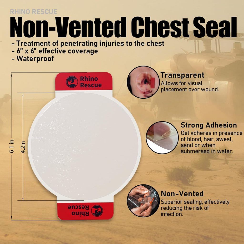 RHINO RESCUE Bundle- Non-Vented Chest Seal, IFAK Emergency Trauma Dressing+First Aid Splint 36" X 4.3" Orange-Gray