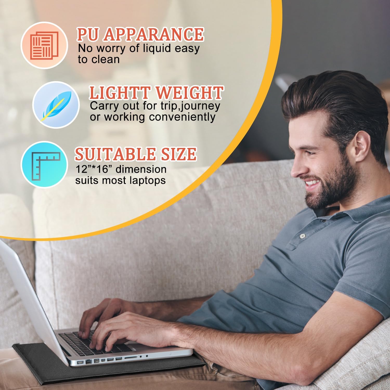 EMF Radiation Shielding Laptop Pad - 12x16 Inch Heat Blocking Mat, Anti-Radiation & Heat Protection for Laptop, Notebook, Tablet Use on Lap, Office, Travel