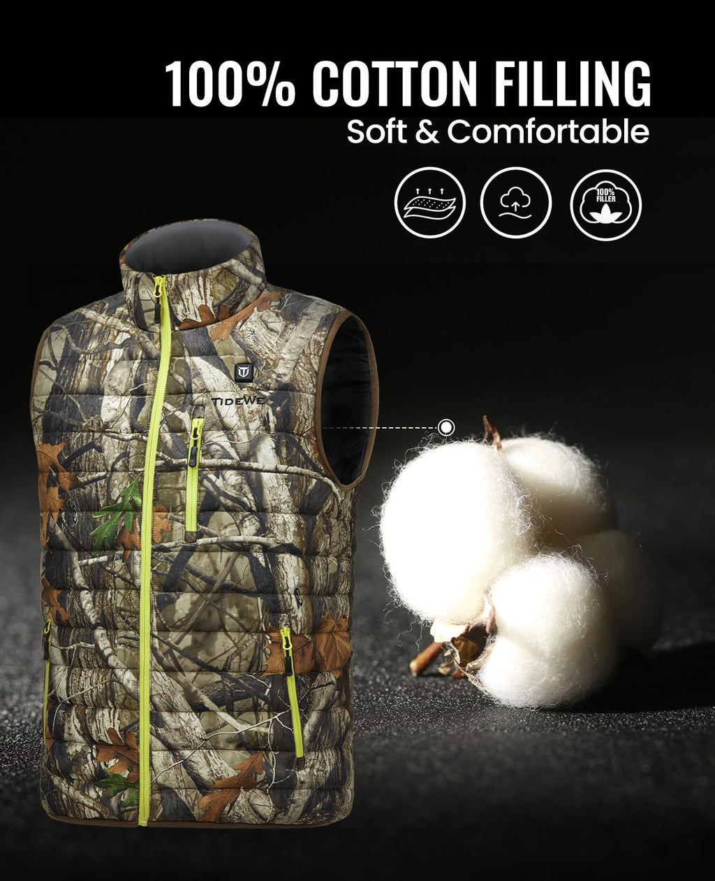 TIDEWE Men’s Heated Vest with Battery Pack, Lightweight Vest for Hunting/Hiking