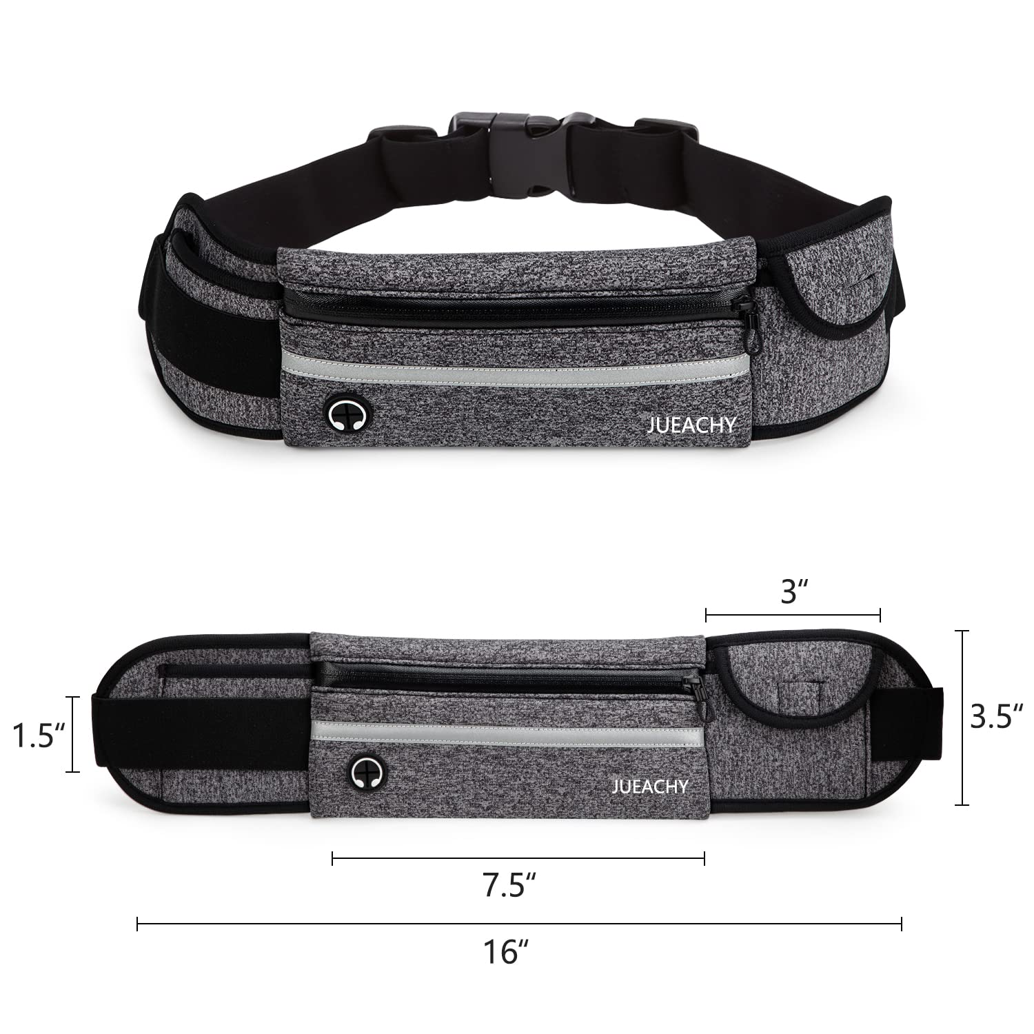 Jueachy Running Belts for Women Waterproof Fanny Pack Running Waist Pouch Phone holder Adjustable Sports Money Belt with Headphone Port