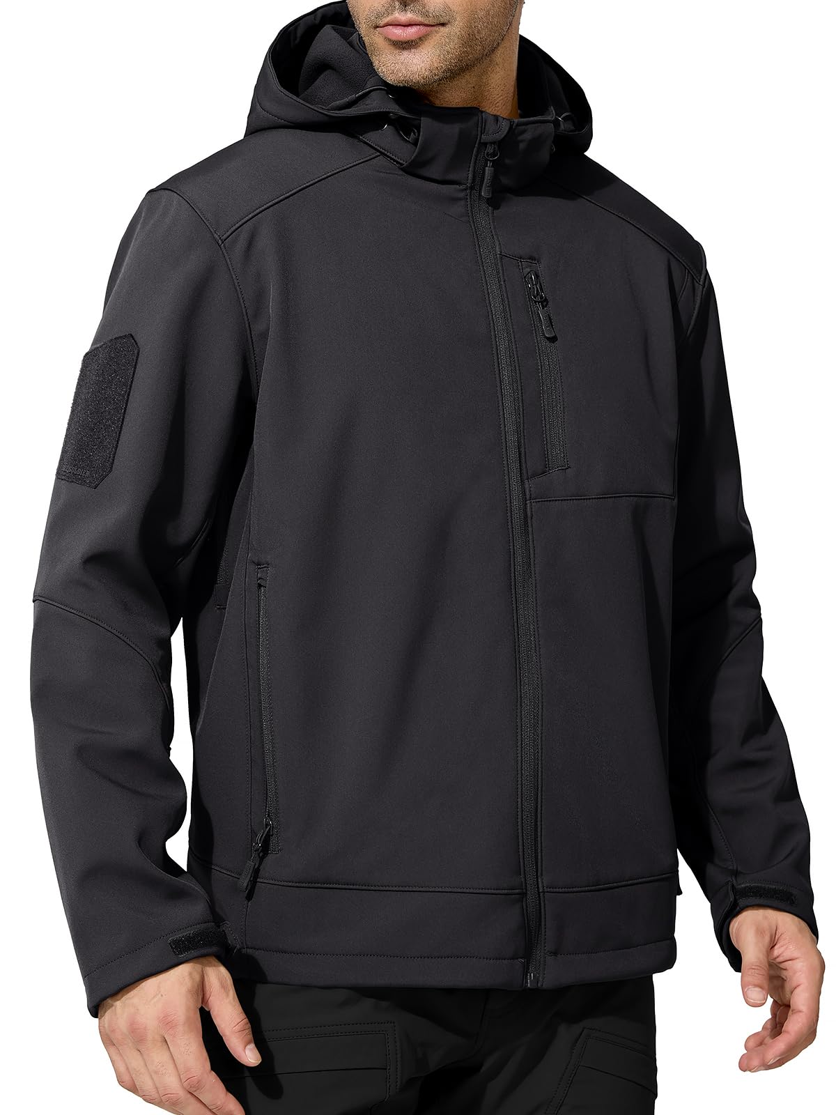 FREE SOLDIER Men's Lightweight Softshell Jacket Winter Fleece Lined Hooded Rain Waterproof Hiking Outdoor Jackets
