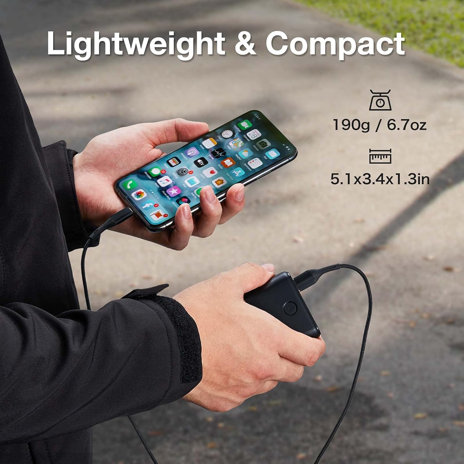 TIDEWE Power Bank, Rechargeable Battery Pack Suitable for Heated Clothes, USB-C 10000mAh Portable Charger with Dual Output Port for iPhone, Samsung Galaxy, and More（Include Power Bank & USB-C Only）