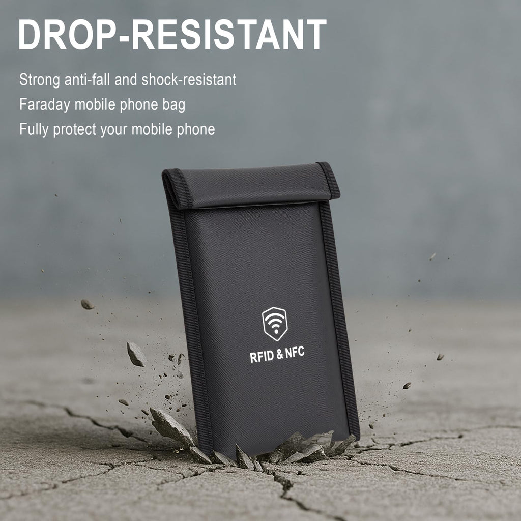 Military Grade Faraday Bags for Phones [5G/Bluetooth/WiFi/GPS] Signal Blocker, Fireproof Waterproof Anti-Scratch | Detachable Wrist Strap, RFID Blocking Anti-Tracking Pouch