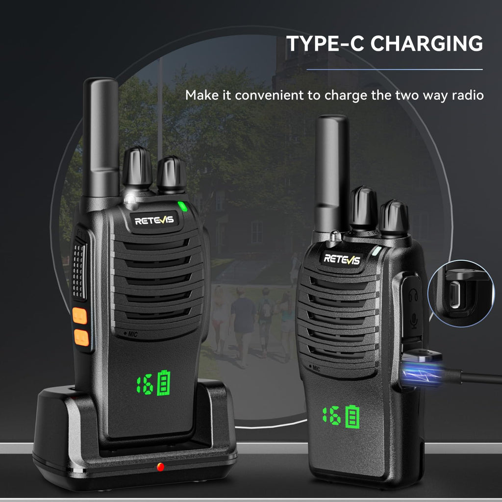 Retevis H-777 2 Way Radios, Walkie Talkies for Adults, Rechargeable Long Range Two Way Radio, Shock Resistant, Short Antenna for Business Education(10 Pack)