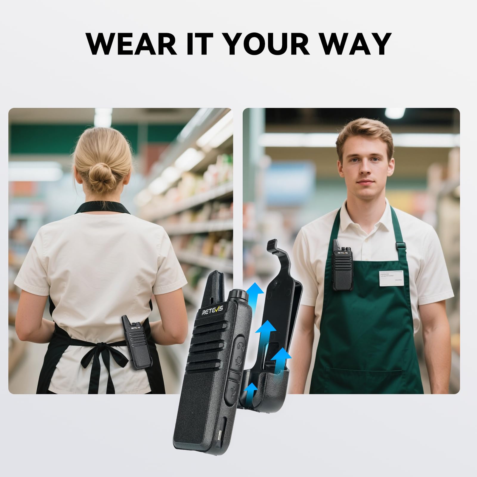 Retevis RT22 Walkie Talkies Rechargeable Hands Free 2 Way Radios Two-Way Radio(6 Pack) with 6 Way Multi Gang Charger