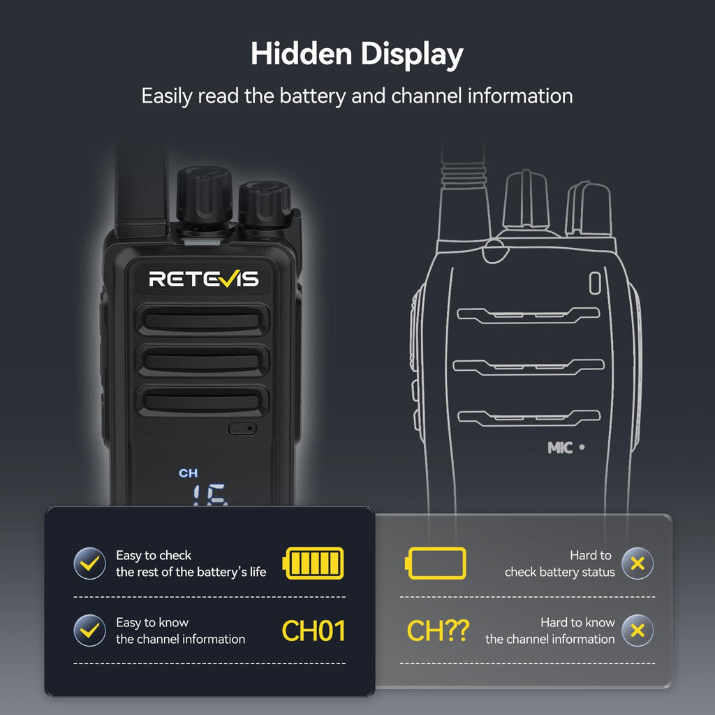 Retevis RT68 2 Way Radio, Long Range Walkie Talkies for Adults (10 Pack) with 10 Multi Way Charger, Easier Securer Charging, 1200mAh, Compact Handheld Two Way Radios Rechargeable for Industry