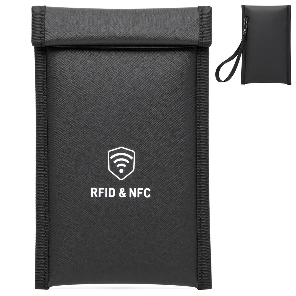 Military Grade Faraday Bags for Phones [5G/Bluetooth/WiFi/GPS] Signal Blocker, Fireproof Waterproof Anti-Scratch | Detachable Wrist Strap, RFID Blocking Anti-Tracking Pouch