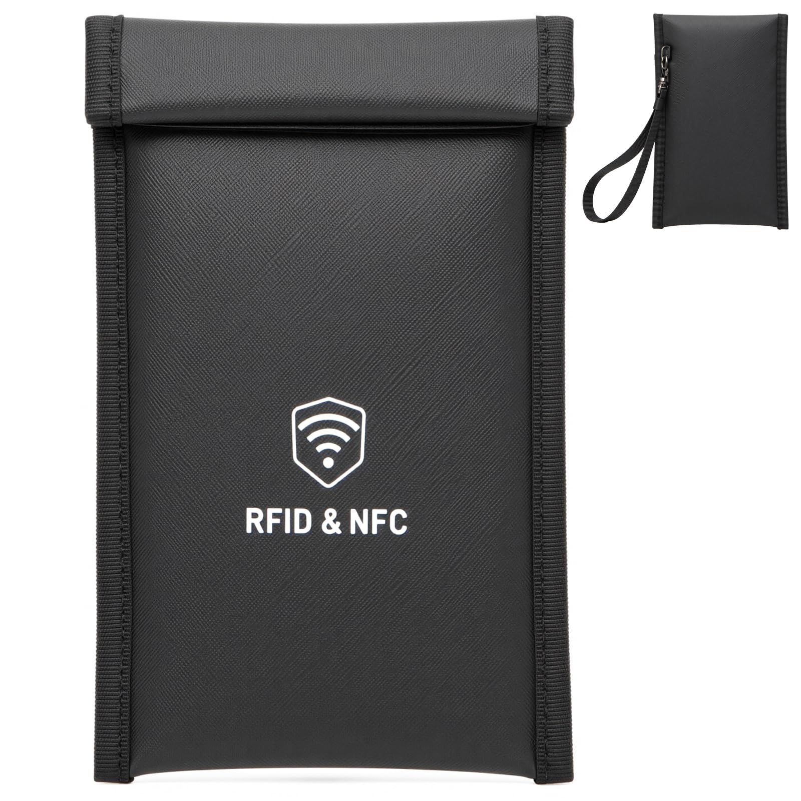 Military Grade Faraday Bags for Phones [5G/Bluetooth/WiFi/GPS] Signal Blocker, Fireproof Waterproof Anti-Scratch | Detachable Wrist Strap, RFID Blocking Anti-Tracking Pouch