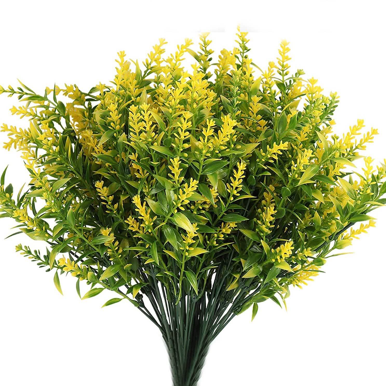 8 Bundles Artificial Lavender Plastic Flower Decorations
