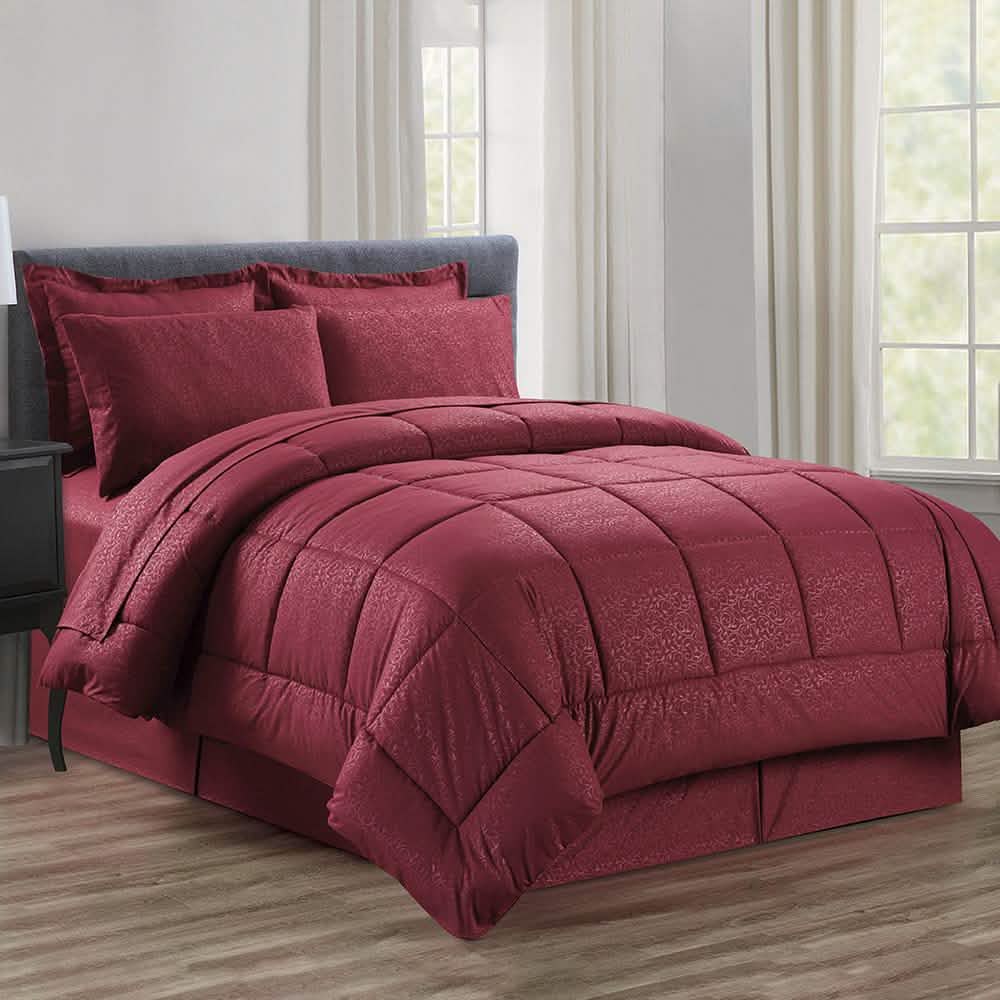 8-Piece: Plazatex Vine Microfiber Comforter Bed in A Bag Set