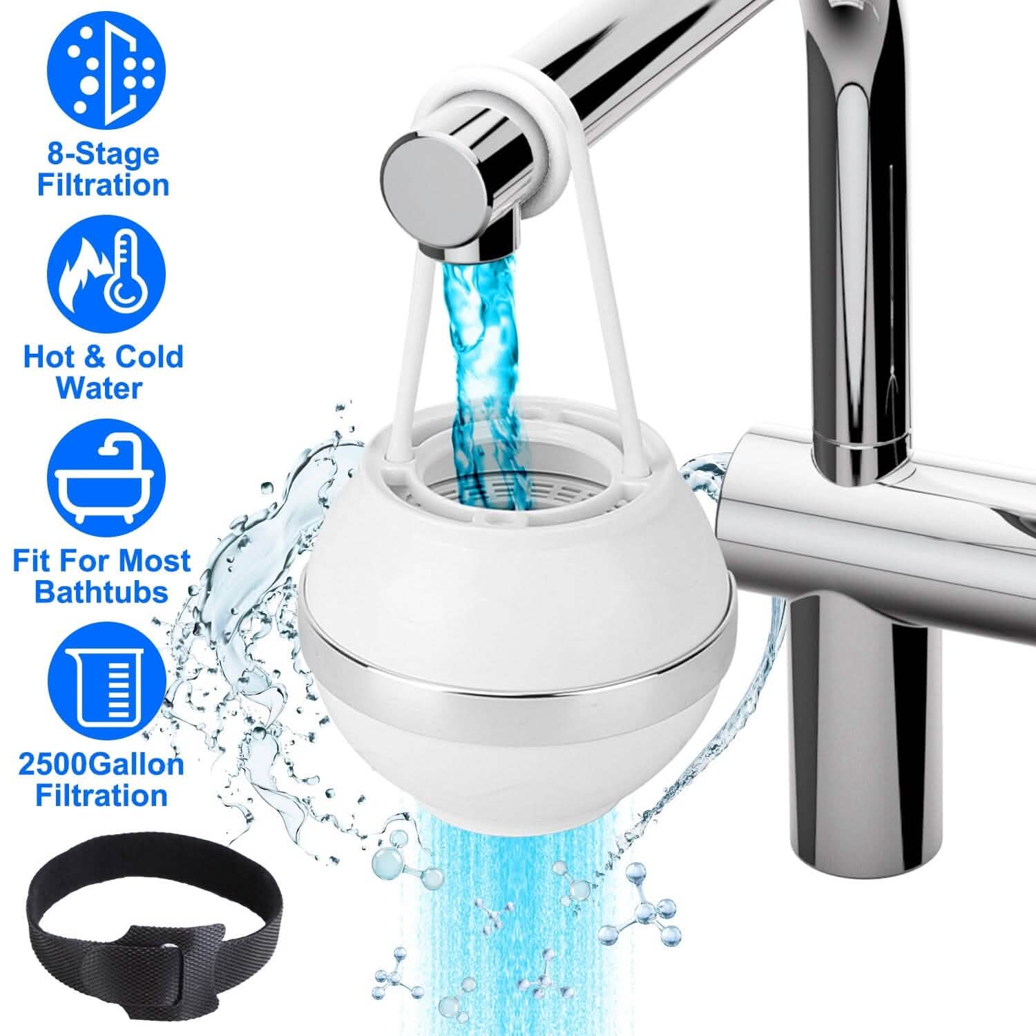 8 Stages Bath Ball Filter 2,500 Gallons of Filtration BPA Free