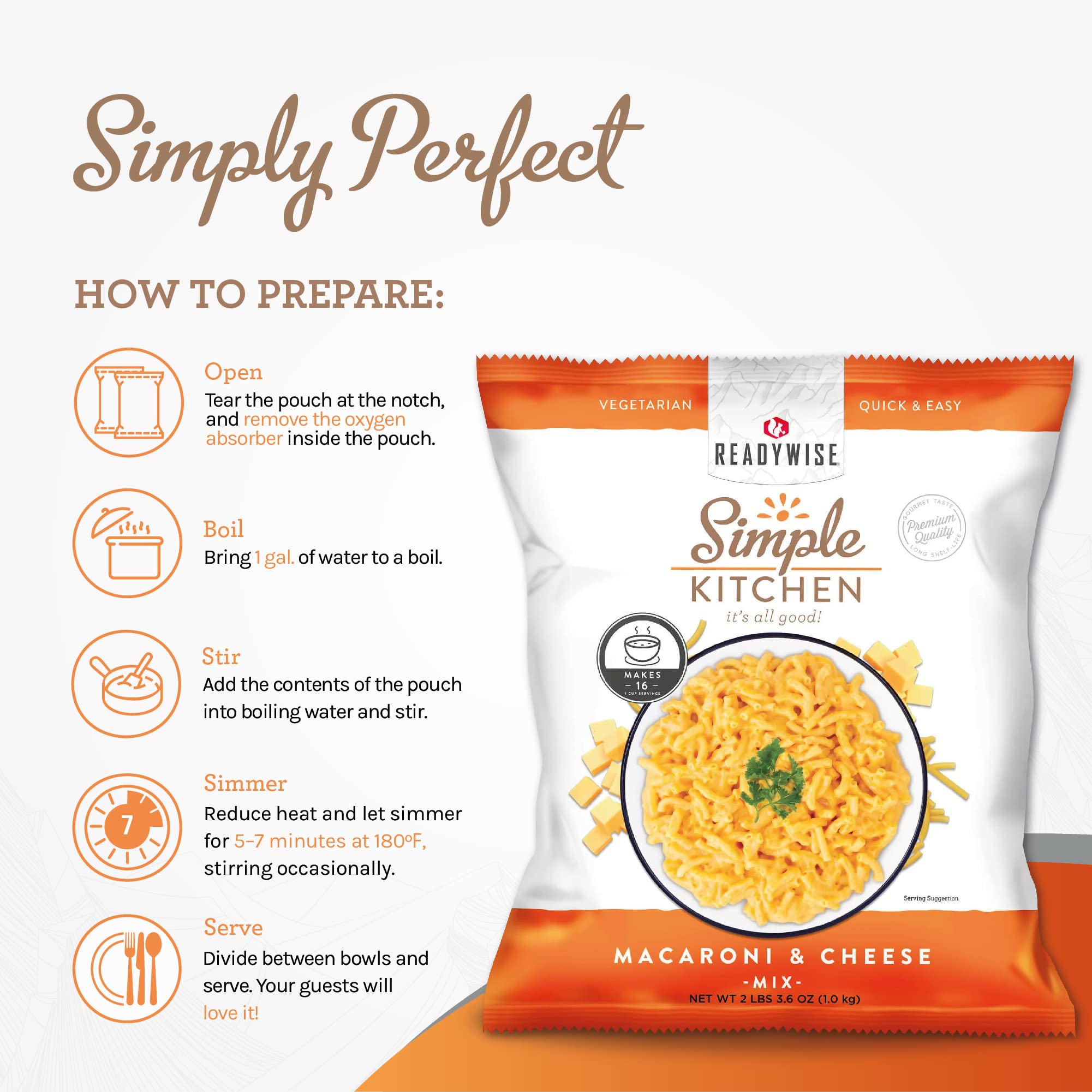 READYWISE - Simple Kitchen, Tomato Basil Soup, 17 Servings, MRE, Gluten Free, & Vegetarian, Food, Soup Mix, for Events, Hiking, Emergency Food Supply, Camping Essentials, or Daily Use, 1 Pack