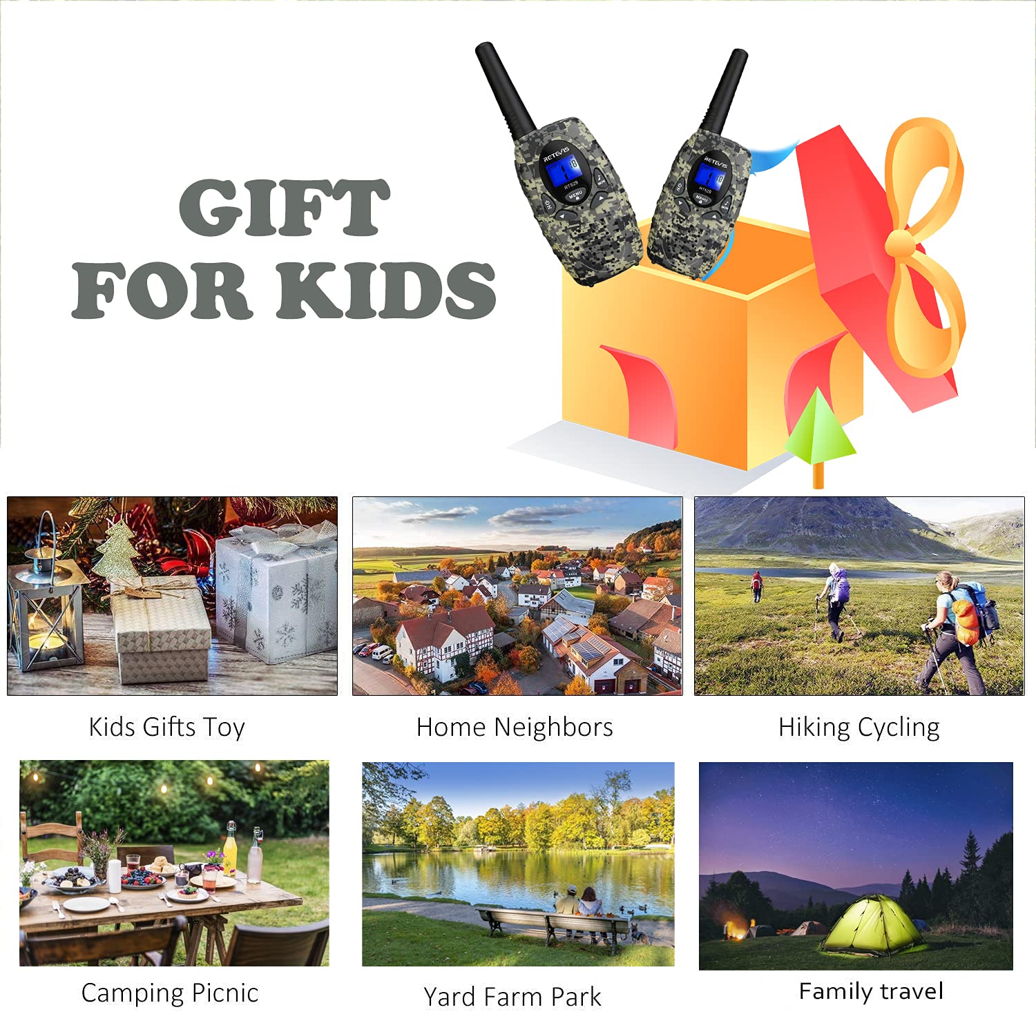 Retevis RT628 Rechargeable Walkie Talkies for Kids, 22 Channels 2 Way Radio with Backlit LCD Screen VOX, Kids Toys for 6-12 Years Old Boys Girls Birthday Gift, Indoor Outdoor Adventure(Red, 2 Pack)