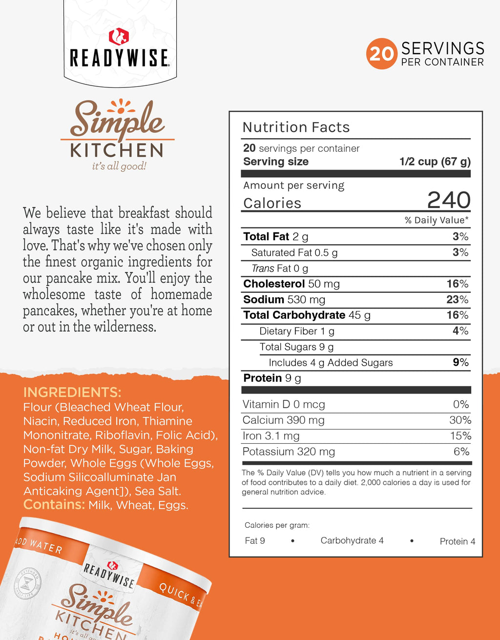 READYWISE - Simple Kitchen Freeze Dried Whole Blueberries, 28 Servings, Vegan, Gluten Free, Fruit Snacks, Emergency Supplies, Dehydrated Fruit, Blueberries