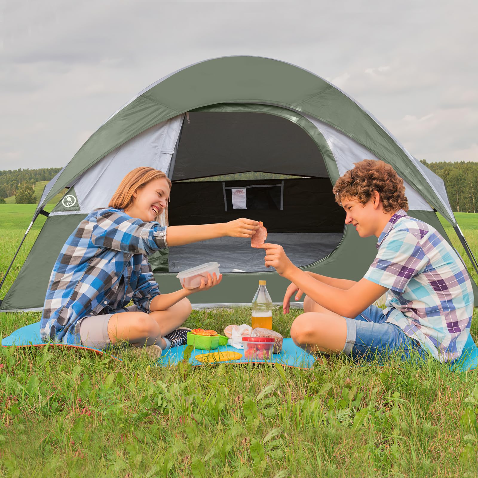 Camping Tent 2 Person, Waterproof Windproof Tent with Rainfly Easy Set up-Portable Dome Tents for Camping…