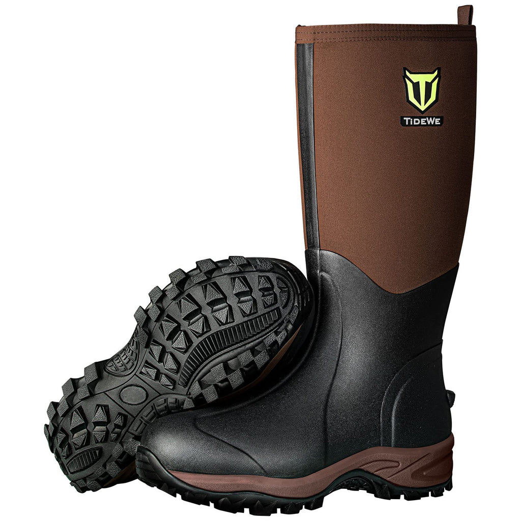 TIDEWE Rubber Neoprene Boots Men And Women, Waterproof Sturdy 6mm Neoprene Boot, Rain Boot Hunting Boot Arctic Outdoor Boot（Black, Brown & Next Camo G2）