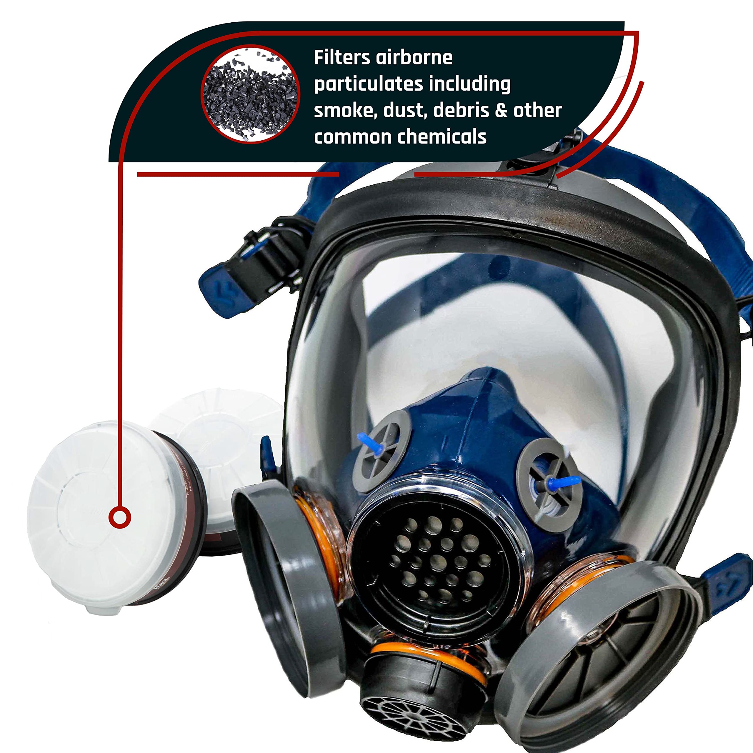 Parcil Distribution Gas Mask Survival Nuclear and Chemical Full Face Respirator - Organic Vapor & Particulate - CE Tested