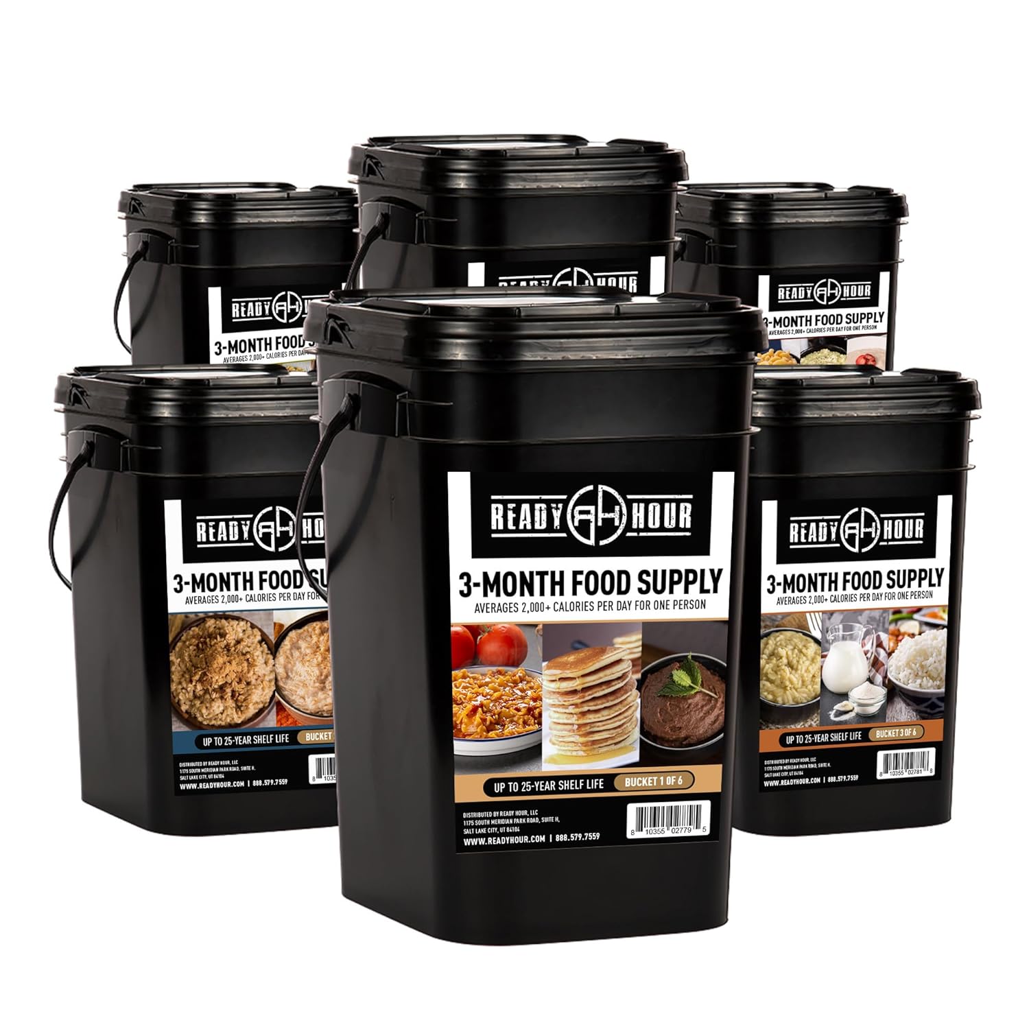 Ready Hour 3-Month Emergency Food Supply (846 Servings), 3-Month Kit, Food Storage Meal Entrées, Real Non-Perishable Meals, 25-Year Shelf Life Food, Portable Flood-Safe Container