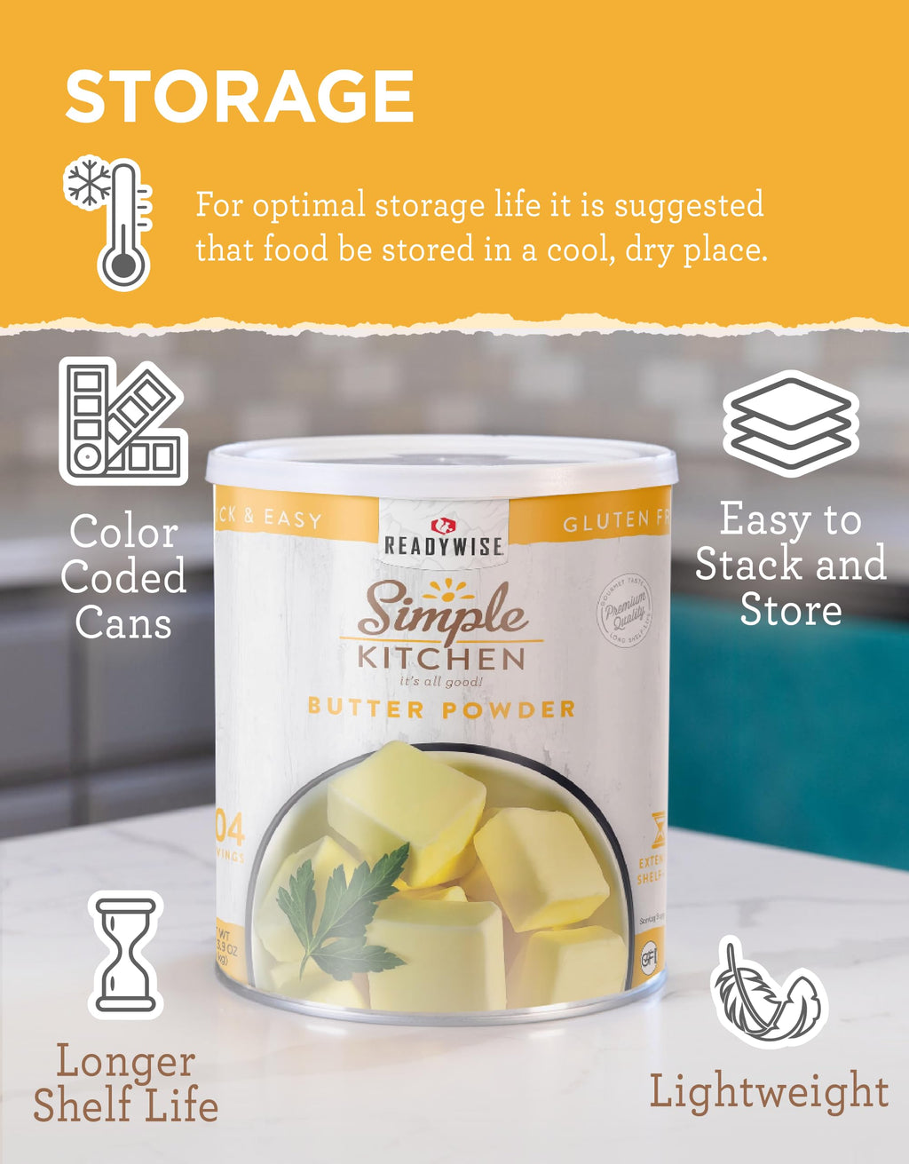 READYWISE - Simple Kitchen Freeze Dried Whole Blueberries, 28 Servings, Vegan, Gluten Free, Fruit Snacks, Emergency Supplies, Dehydrated Fruit, Blueberries