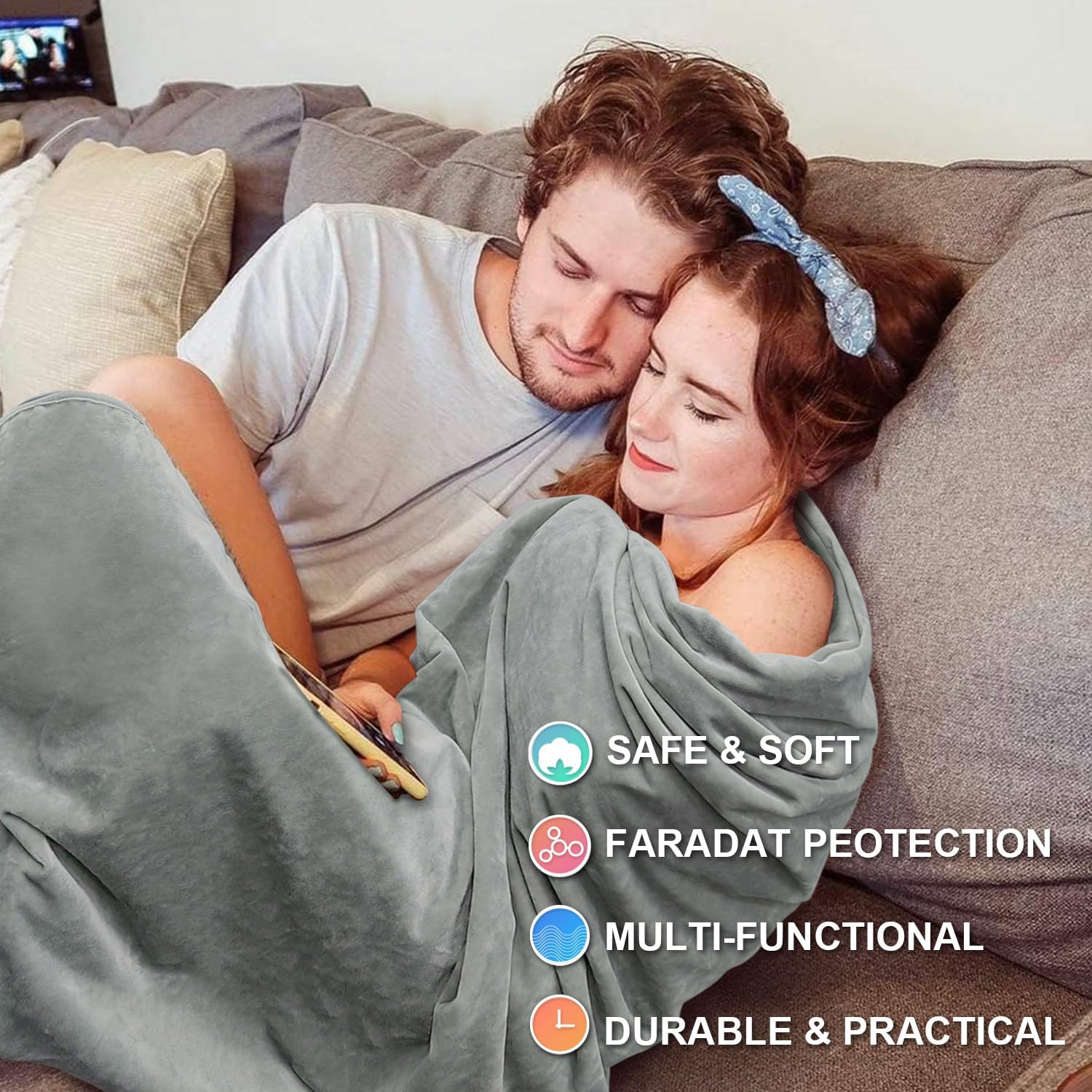 NEWMEIL Fara Day Blanket 54IN * 60IN for All Crowds, Large Fara-Day Blankets for Harmful Protection for Women, Elderly, Children, Two Sides Multi-Purposes for Bed, Sofa, Home and Office