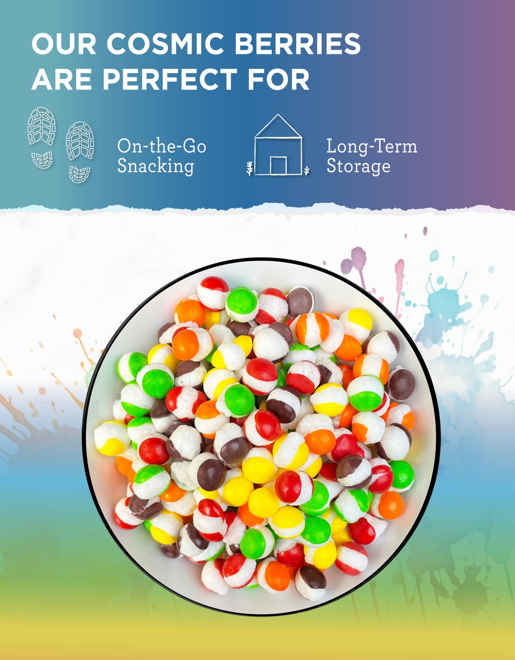 READYWISE - Freeze Dried, Cosmic Berries, Perfect On-the-Go, Candy Bites for Adults & Kids, Crunchy Fruity, Treats, Extended Shelf life Crunchy Fruit Candies, for Hiking, Camping & Travel (6 Pack)