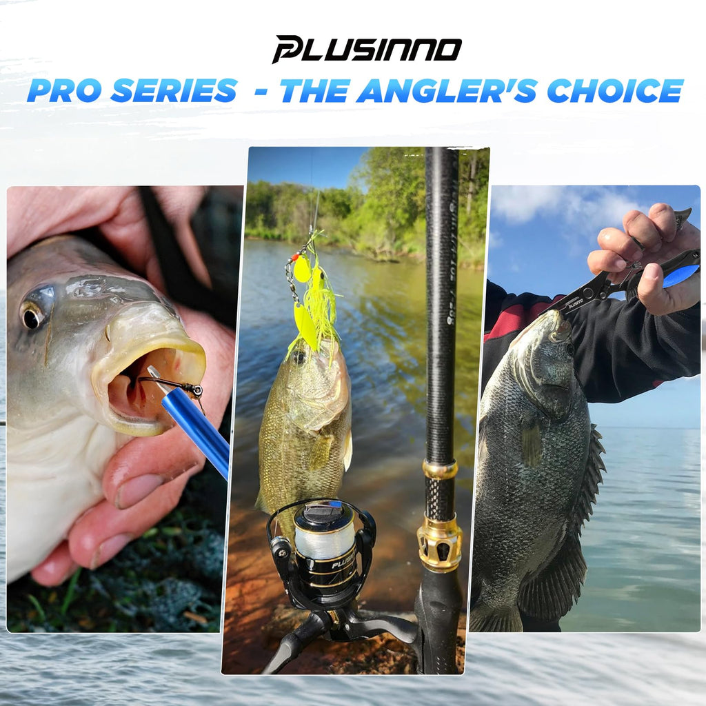 PLUSINNO Fishing Backpack with Fishing Rod and Reel Combos Tackle Boxes, Waterproof Tackle Backpack for Fishing Gear with Rod Holder, Fishing Gifts for Men with Fishing Tool Kit...