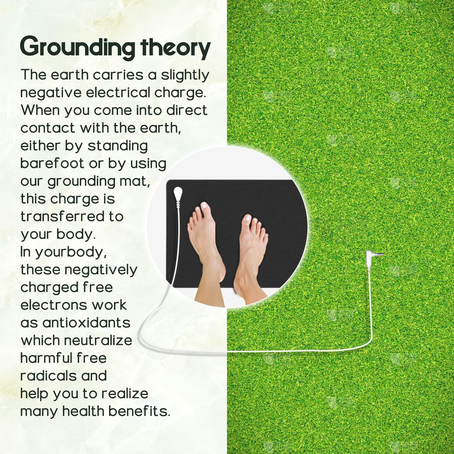 Grounding Mat for Sleeping, Carbon Leatherette Grounding Pad for Bed, Foot and Computer - Relieves Pain, Stress & Inflammation, 39 * 11.8in Earth Mat Home Office Travel
