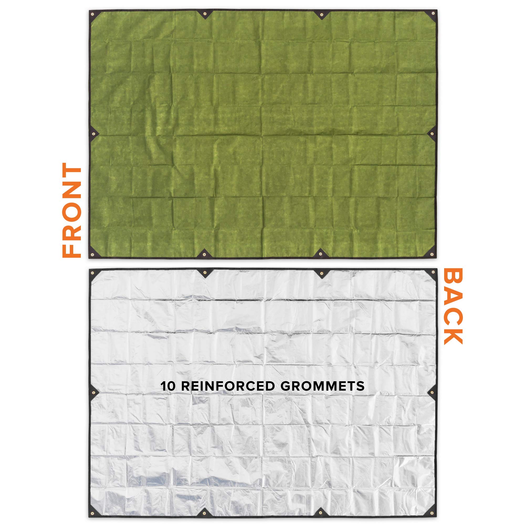 Arcturus XL Heavy Duty Survival Blanket – Insulated Reflective Thermal Camping Tarp - 8.5 FT x 12 FT (Olive Green)
