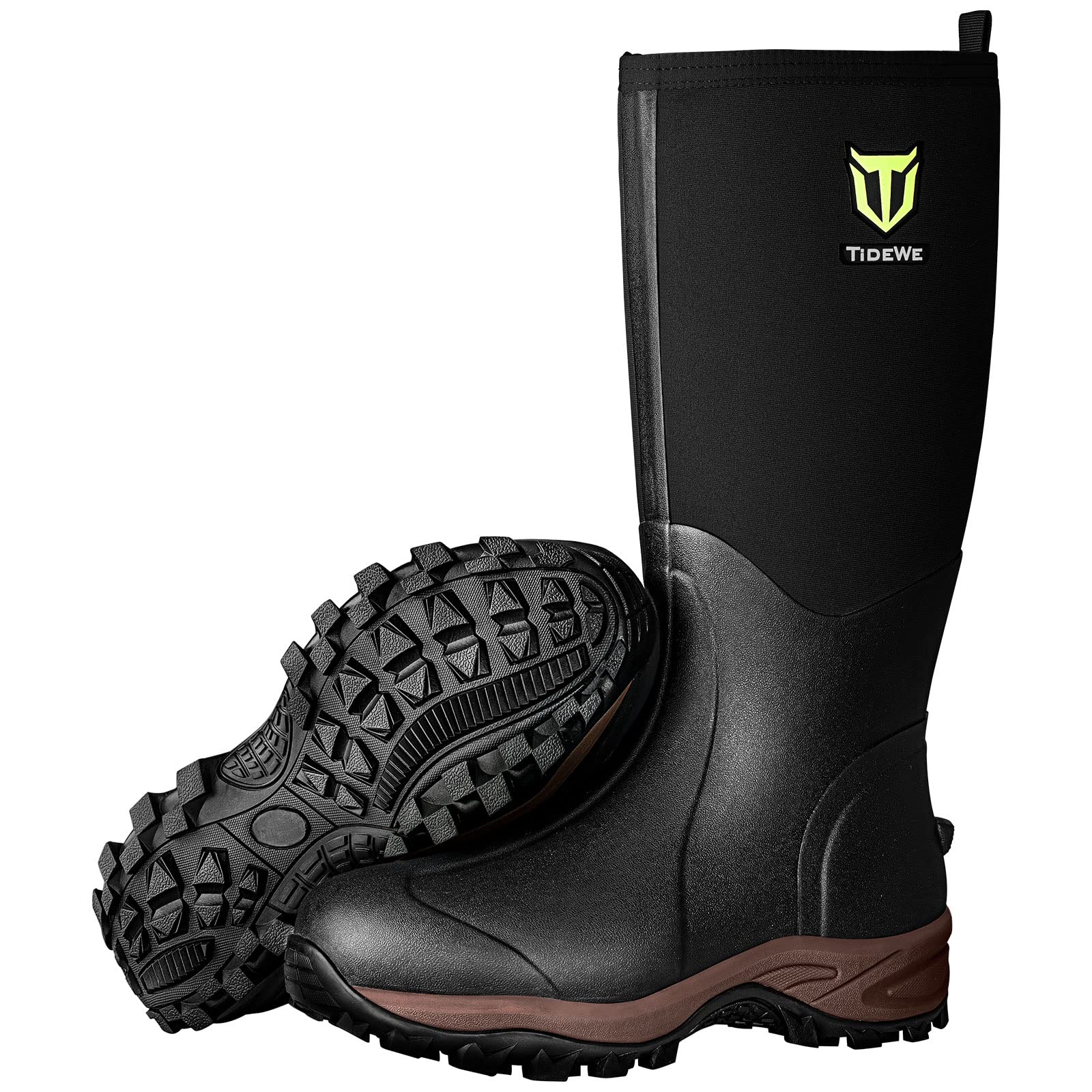 TIDEWE Rubber Neoprene Boots Men And Women, Waterproof Sturdy 6mm Neoprene Boot, Rain Boot Hunting Boot Arctic Outdoor Boot（Black, Brown & Next Camo G2）