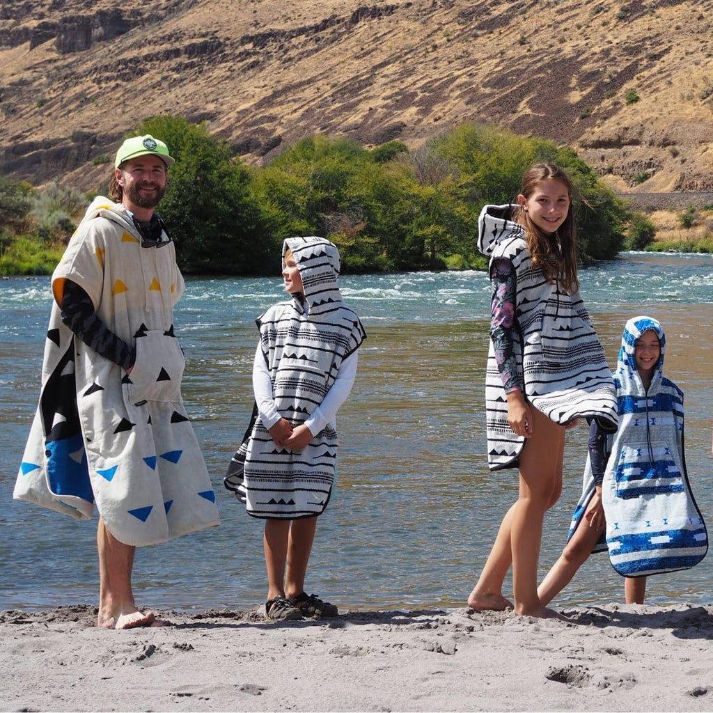 Arcturus Surf Poncho | Hooded Changing Towel & Cover-Up | 100% Cotton Velour | 2-in-1 Design Converts Your Poncho to a Beach Towel (Blackies, Kids)