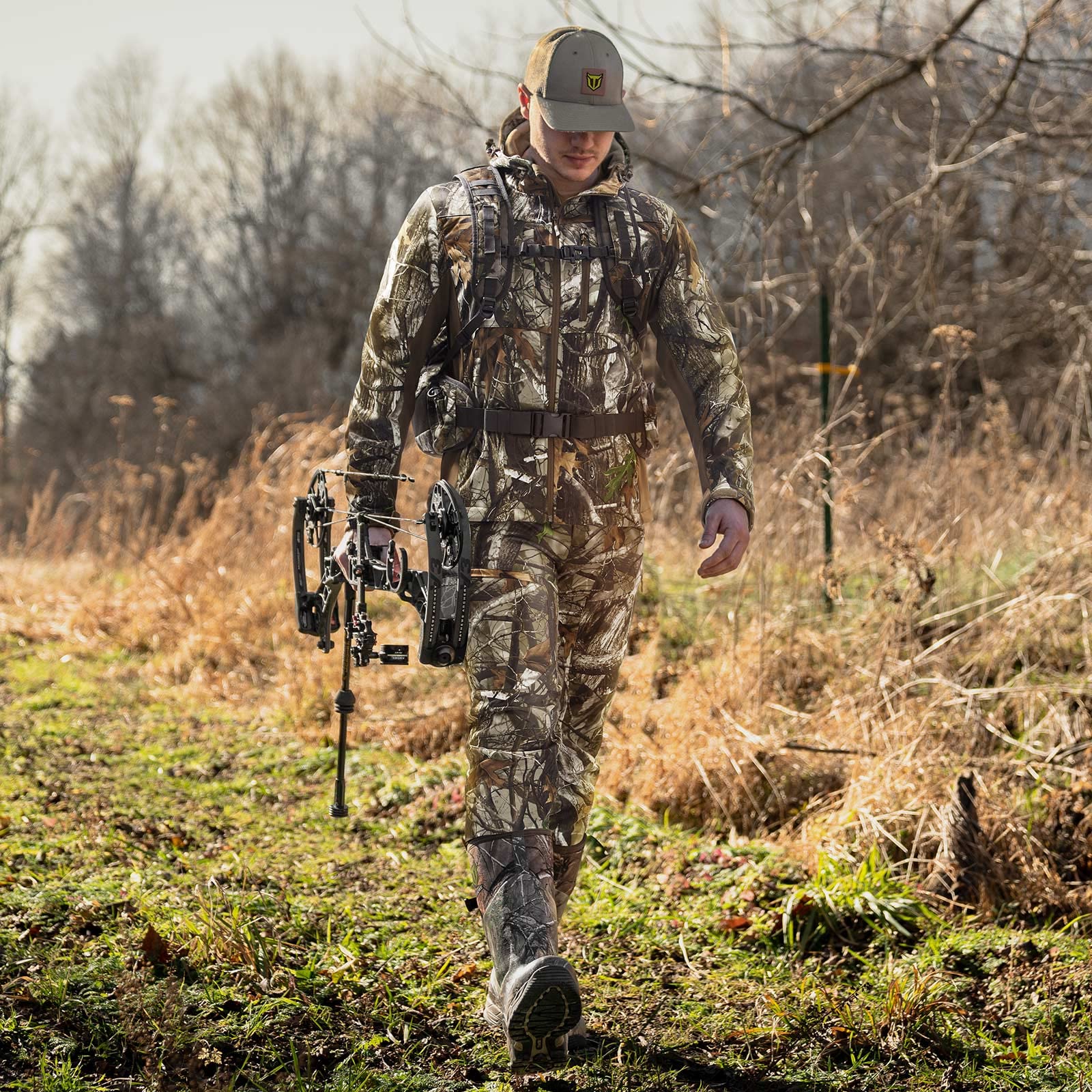 TIDEWE Hunting Clothes for Men with Fleece Lining, Safety Strap Compatible Water Resistant Silent Hunting Jacket and Pants