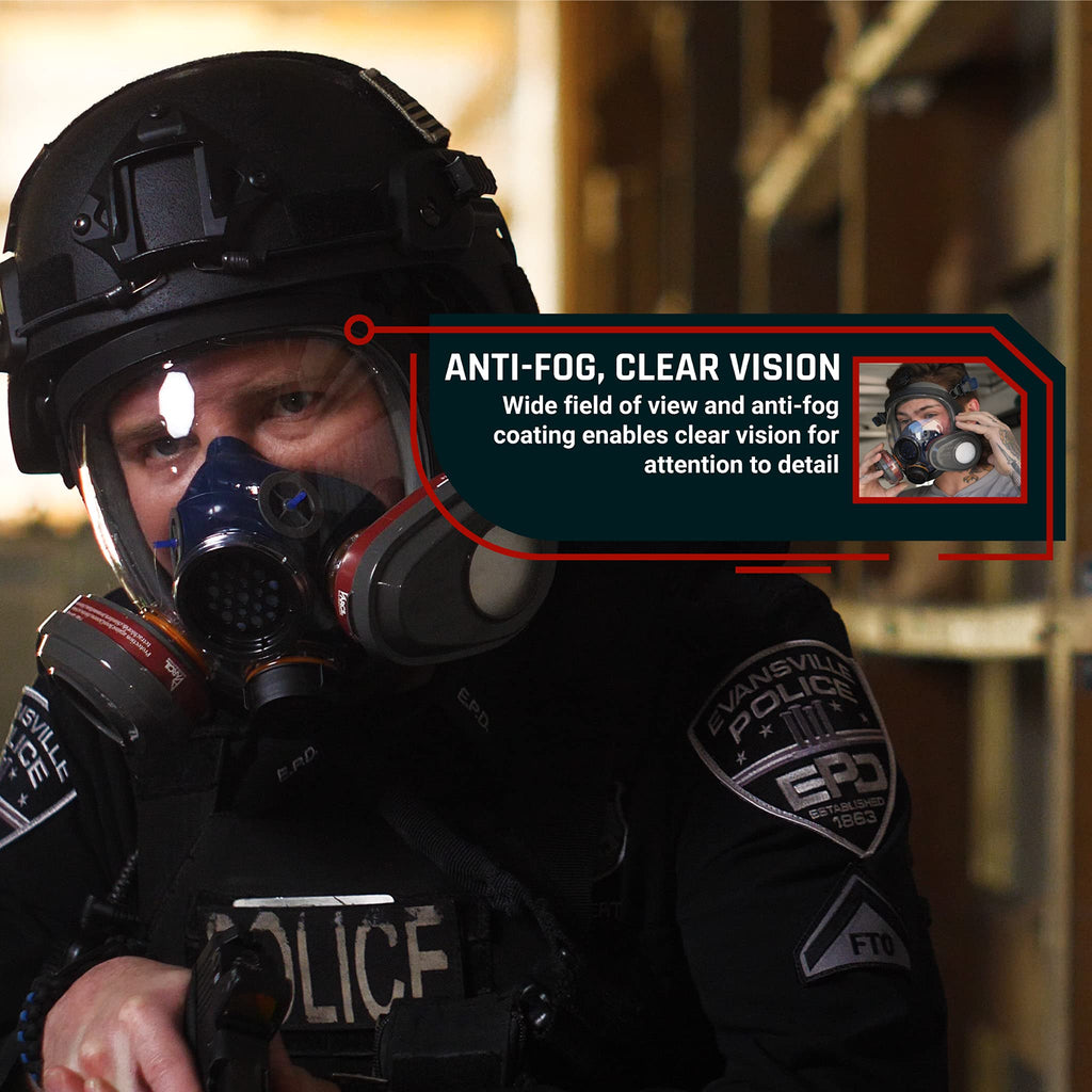 Parcil Distribution Full Face Respirator Mask with Filters – Durable Full Face Respirator Gas Mask, Bayonet Filter Compatible