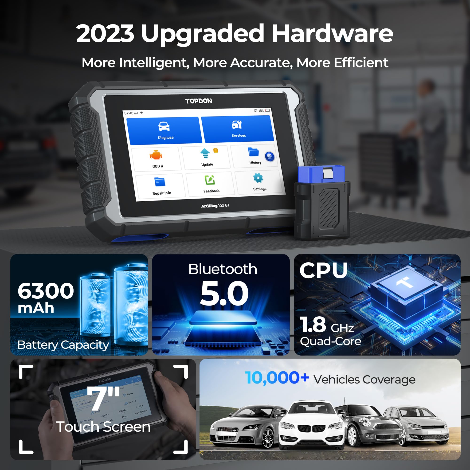 OBD2 Scanner Diagnostic Tool, TOPDON AD900BT Bidirectional Scan Tool with ECU C0ding, 28+ Services, Automotive All Systems Diagnosis Scanner for Car with 2 Years Updates, Active Test