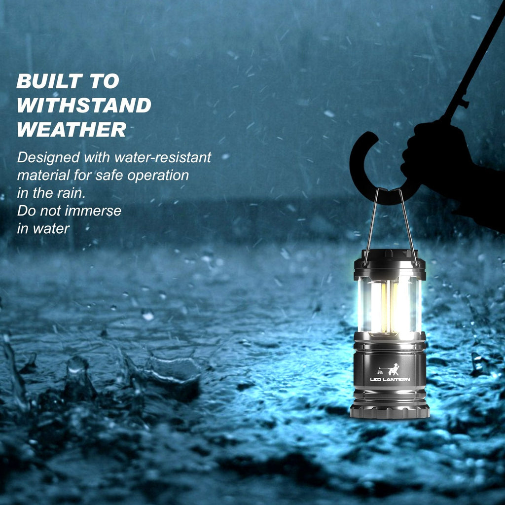 MalloMe LED Camping Lantern Flashlights 2 Pack & 4 Pack - Super Bright - 350 Lumen Portable Outdoor Lights (Black, Collapsible)
