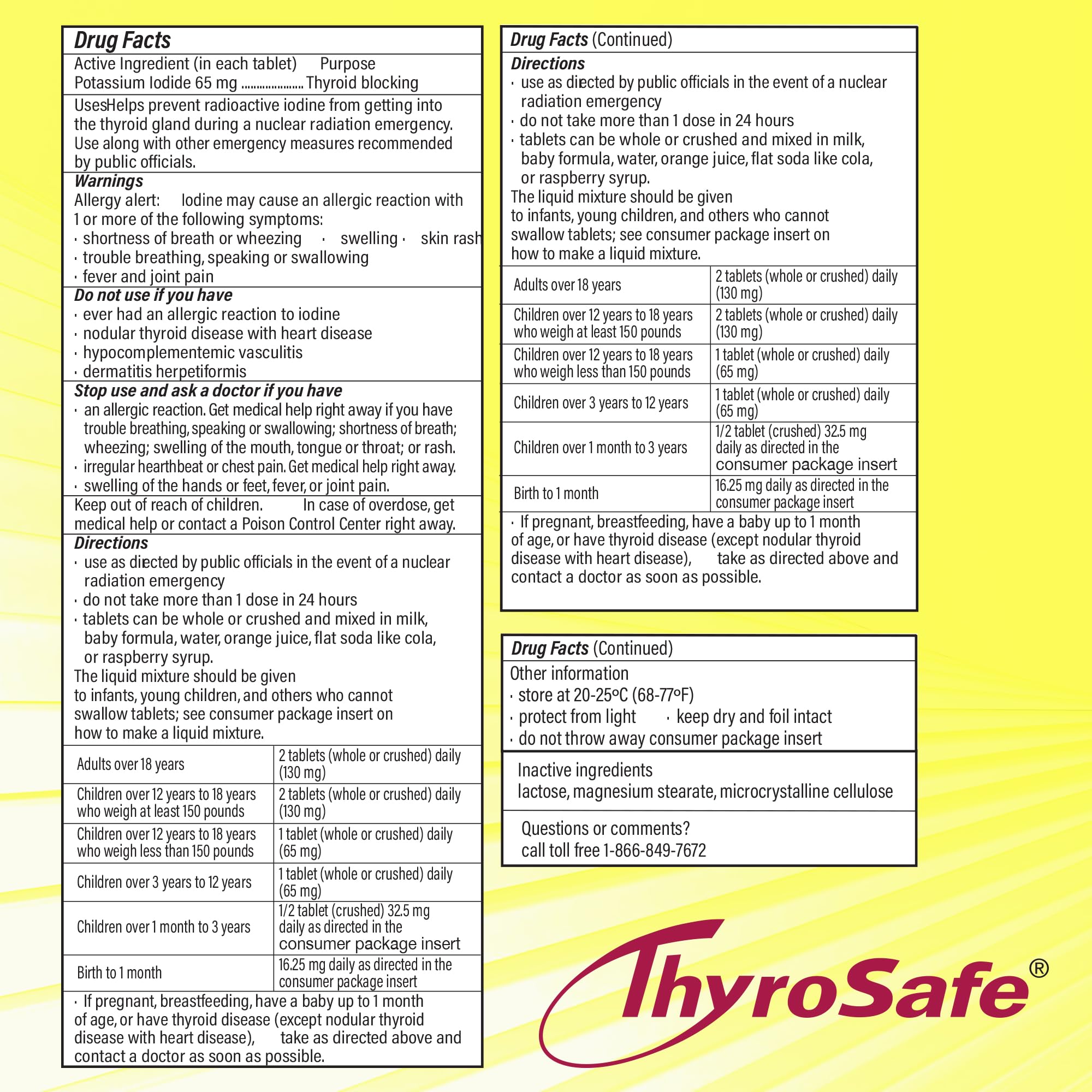 65mg Potassium Iodide Tablets (20 Pack) - Protects Your Thyroid from Nuclear Radiation Exposure