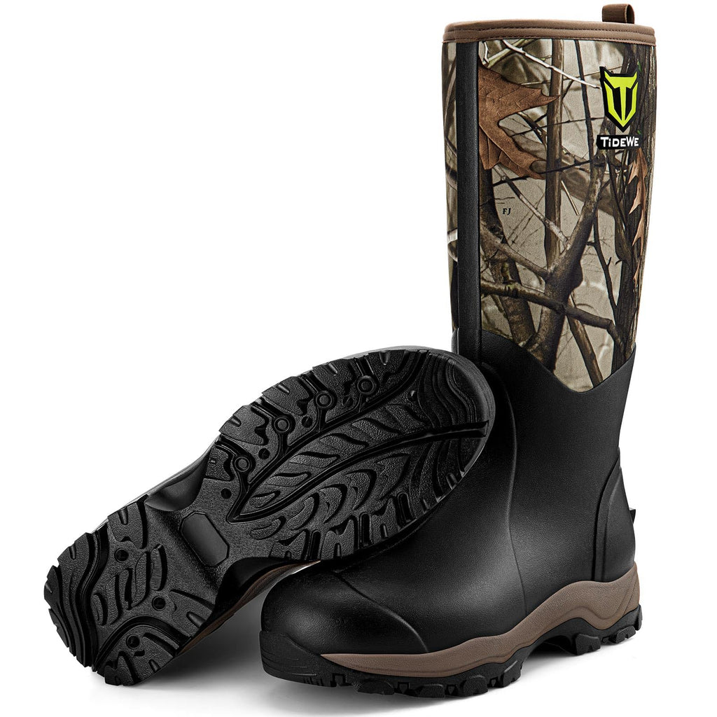 TIDEWE Hunting Boot for Men, Insulated Waterproof Sturdy 16" Men's Hunting Boot, 6mm Neoprene and Rubber Outdoor Boot (400g Insulated & Standard)