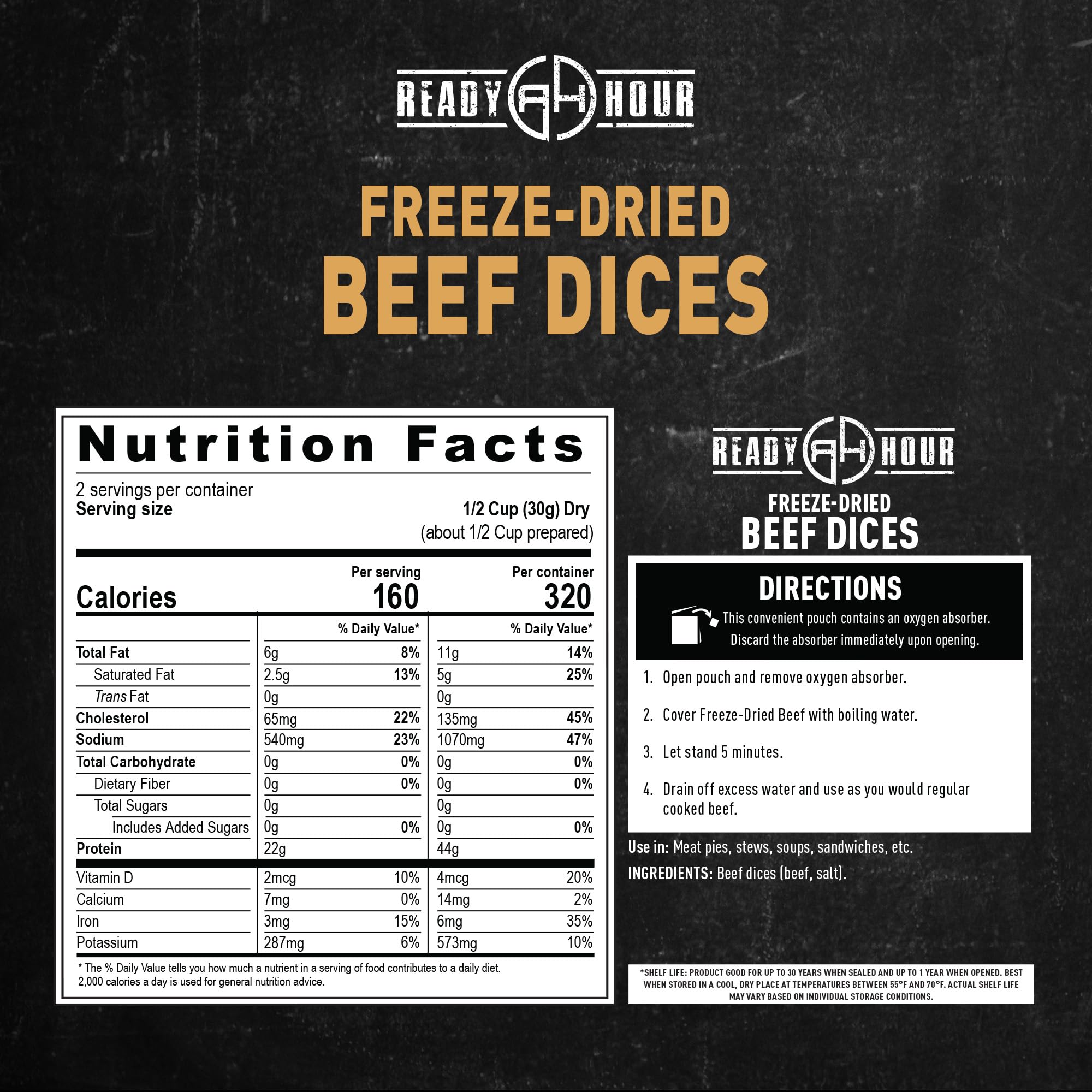 Ready Hour Black Bean Burger Mix Case Pack – 36 Servings (6 Pouches) – Emergency Vegetarian Food, Long Term Storage, Shelf-Stable Veggie Burger, Survival Food Mix