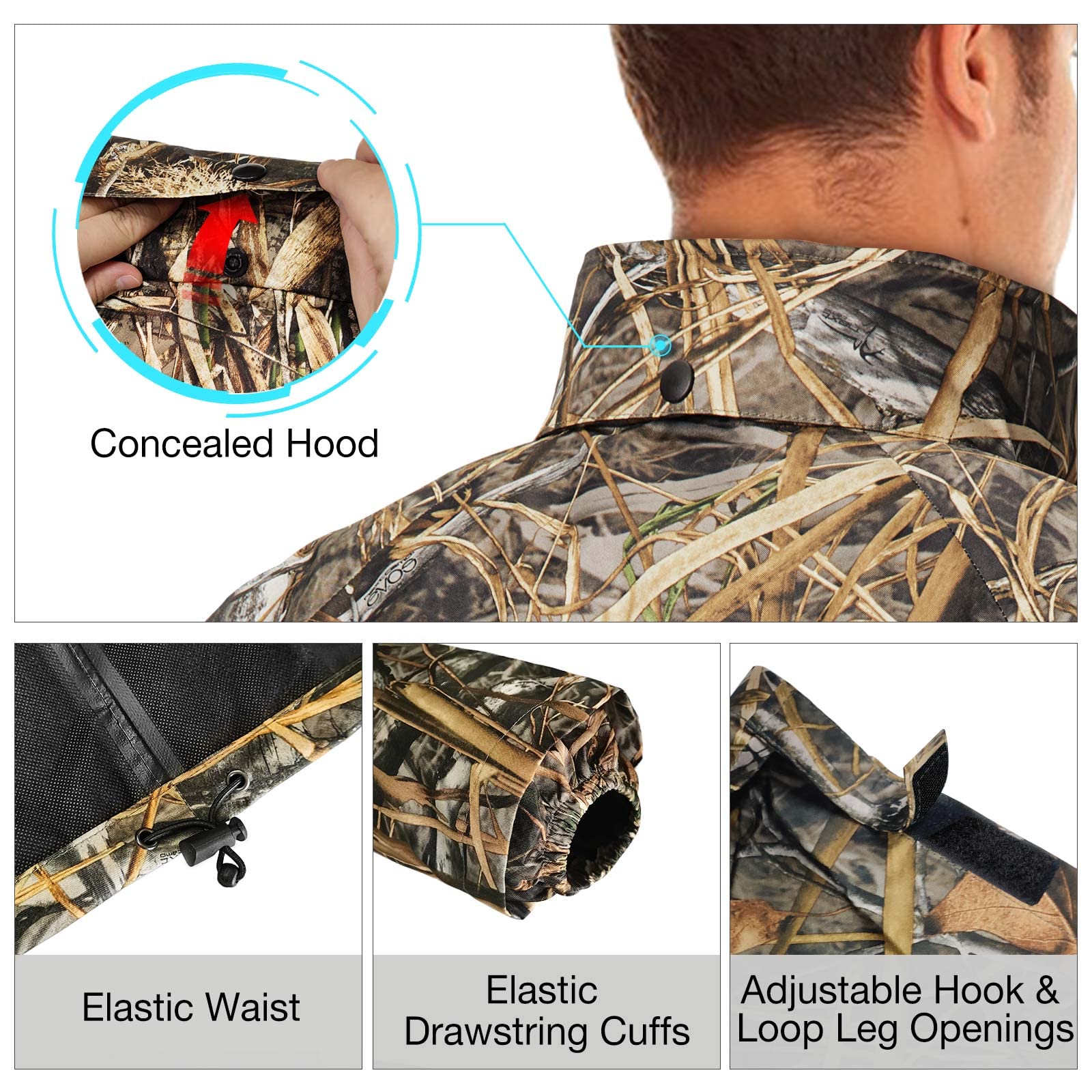 TIDEWE Rain Suit, Waterproof Breathable Lightweight 2 Pieces Rainwear