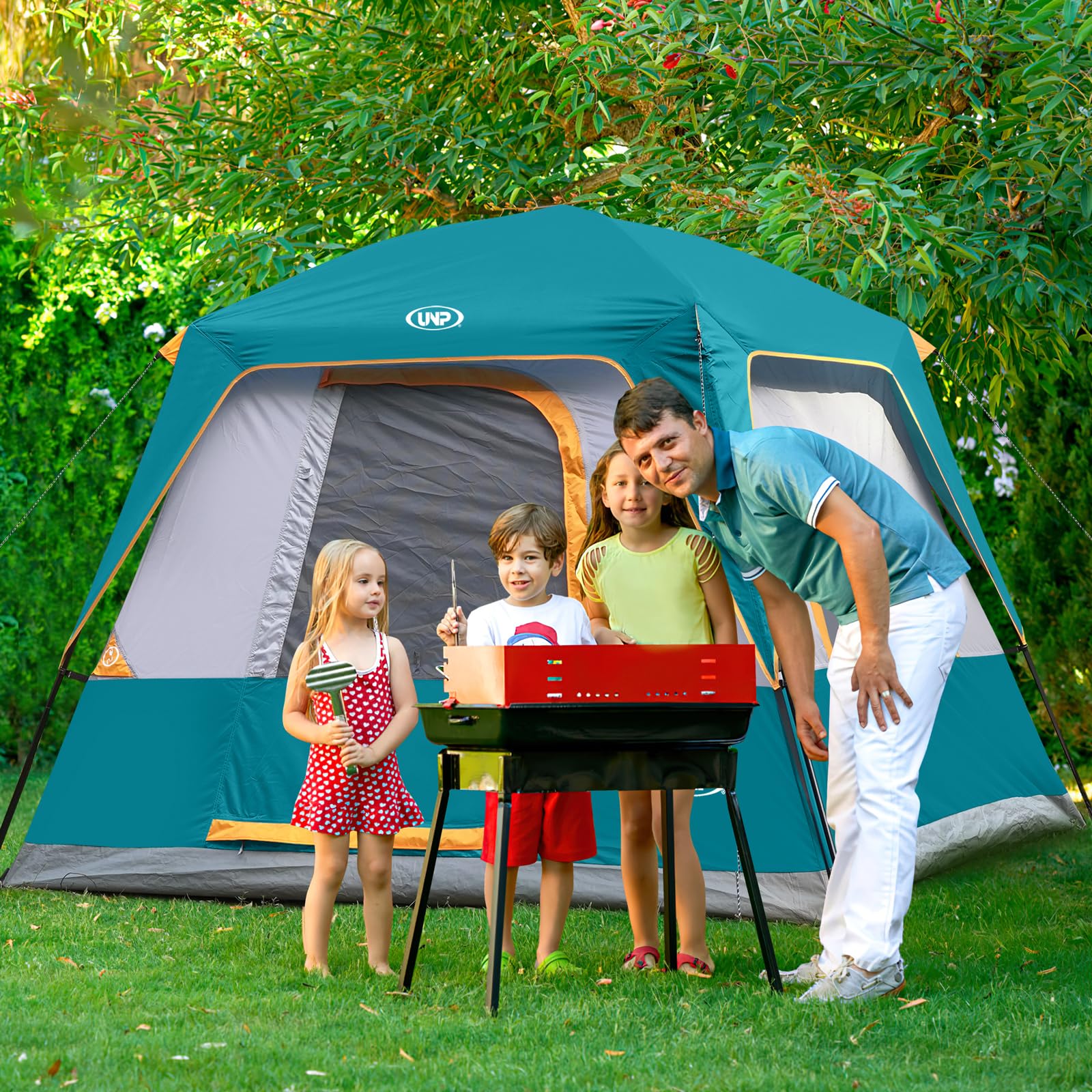 UNP 2/4/6/8 Person Tent, Portable Cabin Tent, Camping Tent 4-Person Easy Set Up, Waterproof with Top Rainfly for Outdoor Camping/Hiking | Easy Set Up, Waterproof, Top Rainfly