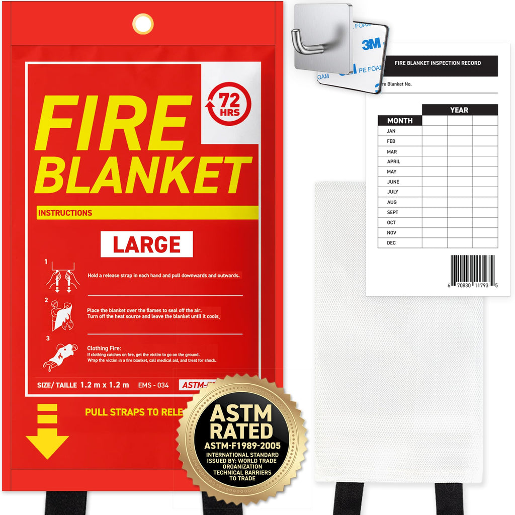 72 HRS Large Emergency Fire Blanket 47"×47" – Fiberglass Fire Safety Tool for Home, Kitchen, Camping, Survival | Extinguisher Alternative for Grill, Welding, Fire Pit