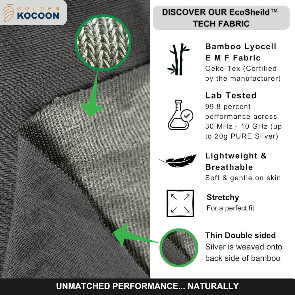 .E-M-F Skull Cap Hat, Using a Thin Bamboo Lyocell Fabric - EcoShield™ Fara-Day Fabric - Wear Under a hat or on its own - Ideal for Everyday 5 G, B T, Smart Meter & Wi Fi environments Grey