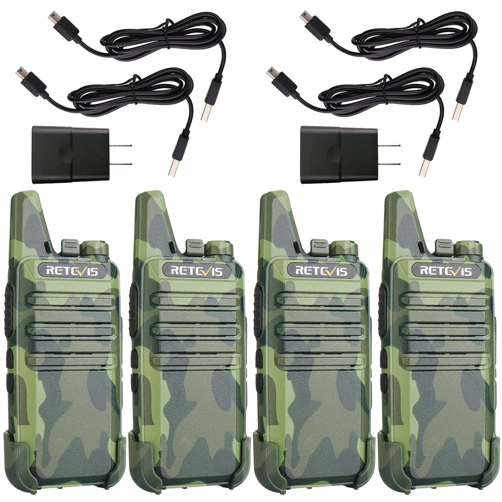 Retevis RT22 Two Way Radio Long Range Rechargeable,Portable 2 Way Radio, USB-C Charging, Handsfree Walkie Talkies for Adults Cruise Hiking Camping(4 Pack)