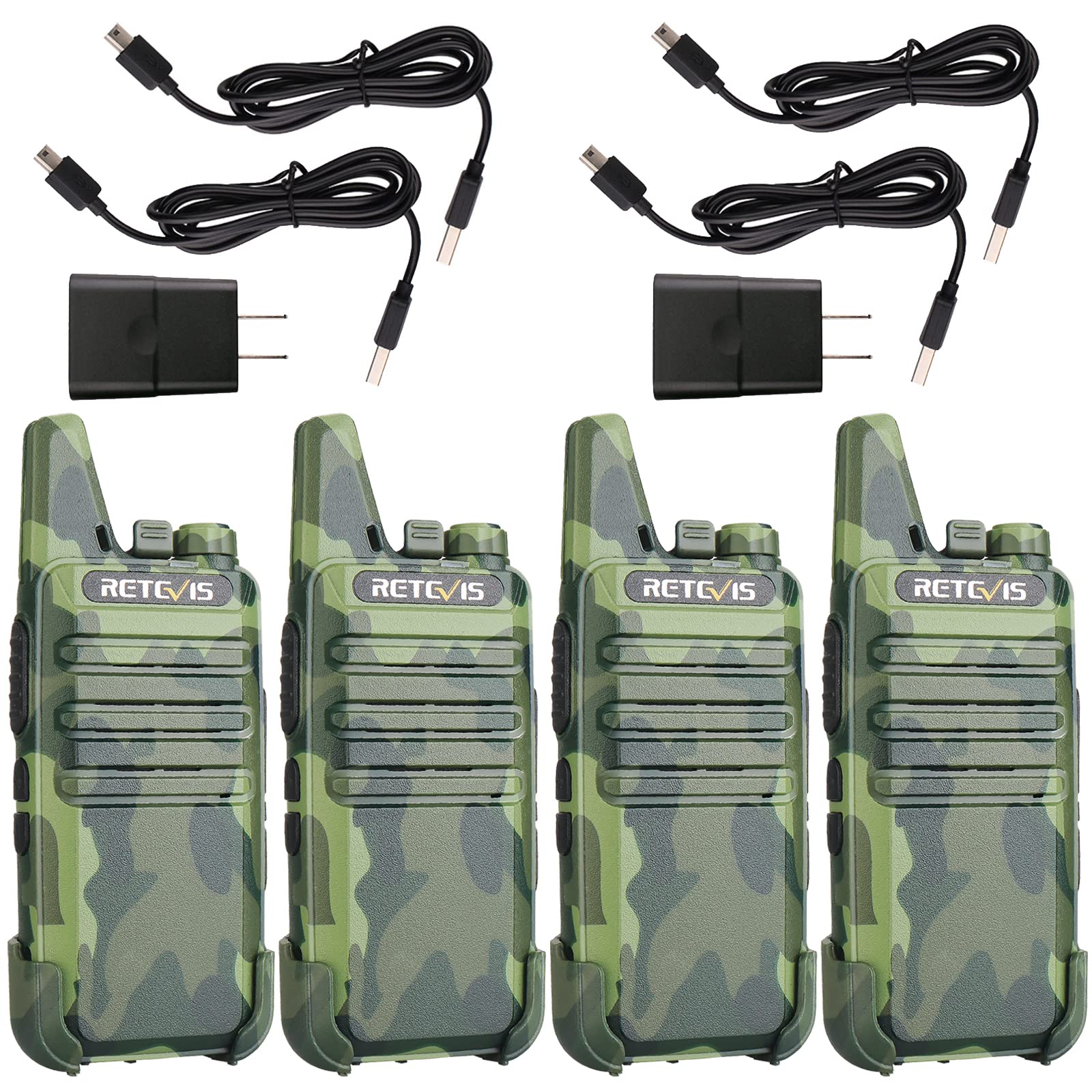 Retevis RT22 Two Way Radio Long Range Rechargeable,Portable 2 Way Radio, USB-C Charging, Handsfree Walkie Talkies for Adults Cruise Hiking Camping(4 Pack)